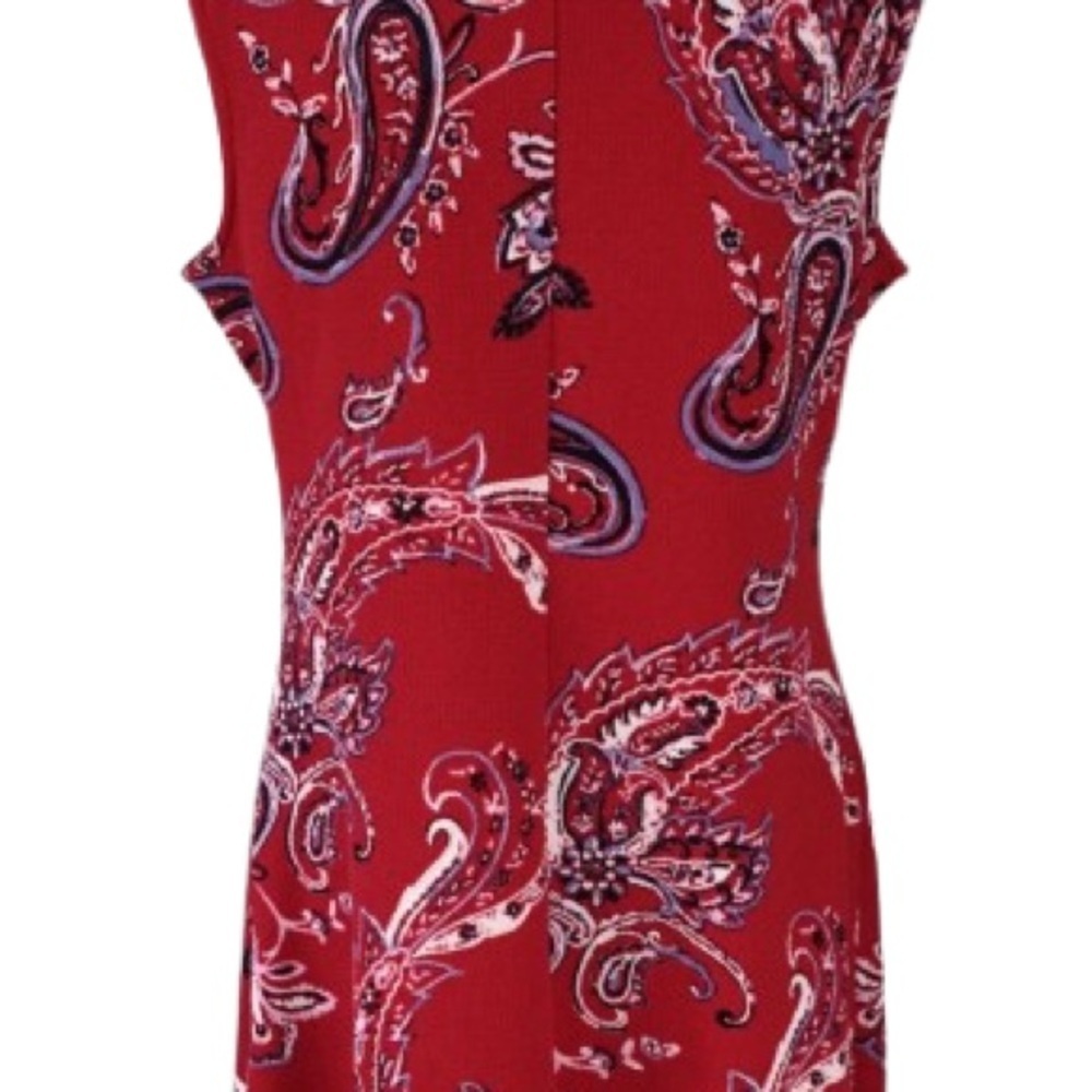 Dana Buchman Red and White embroidered paisley print dress - Picture 4 of 8